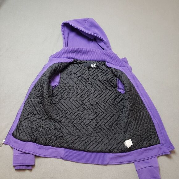 Fox zip up hoodie quilted lining thick y2k Size Large embroidered logo - Picture 13 of 16